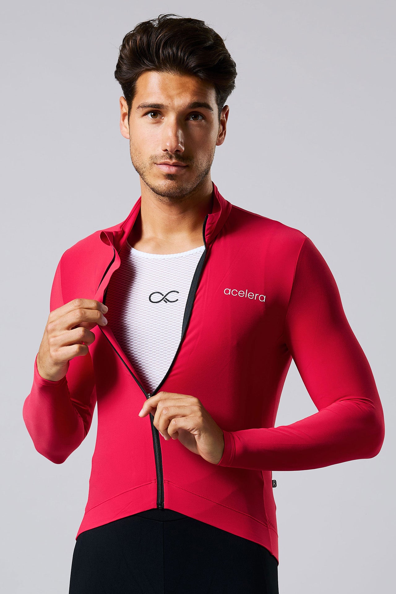 Heren Pro Fietsshirt Lange Mouw Lined Wielershirts Acelera.cc