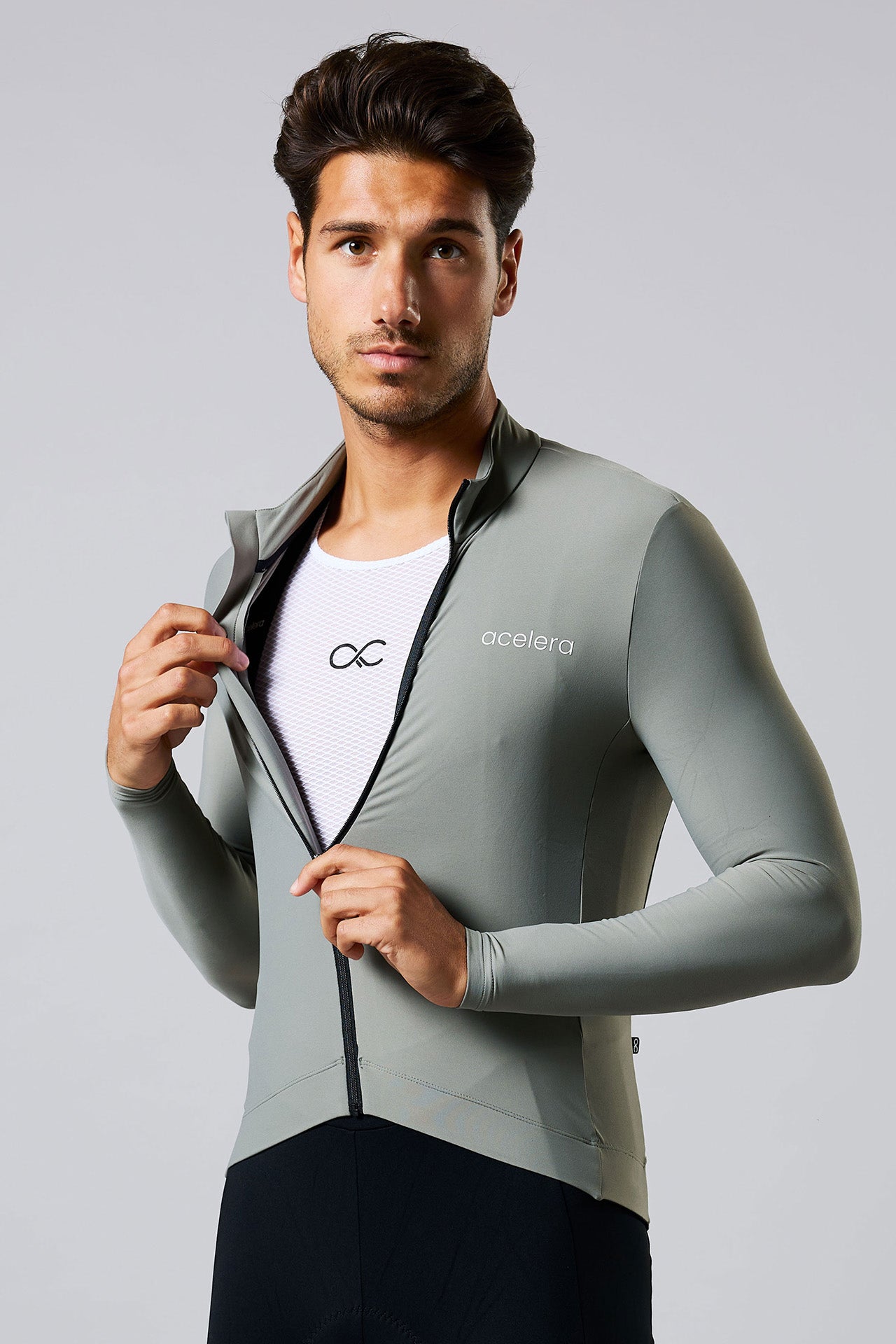Heren Pro Fietsshirt Lange Mouw Lined Wielershirts Acelera.cc