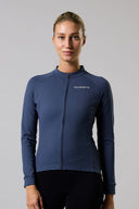 Acelera Signore Essential Maglia da ciclismo manica lunga in termopile - Blu Pavone Vista frontale #Color_Blu Pavone