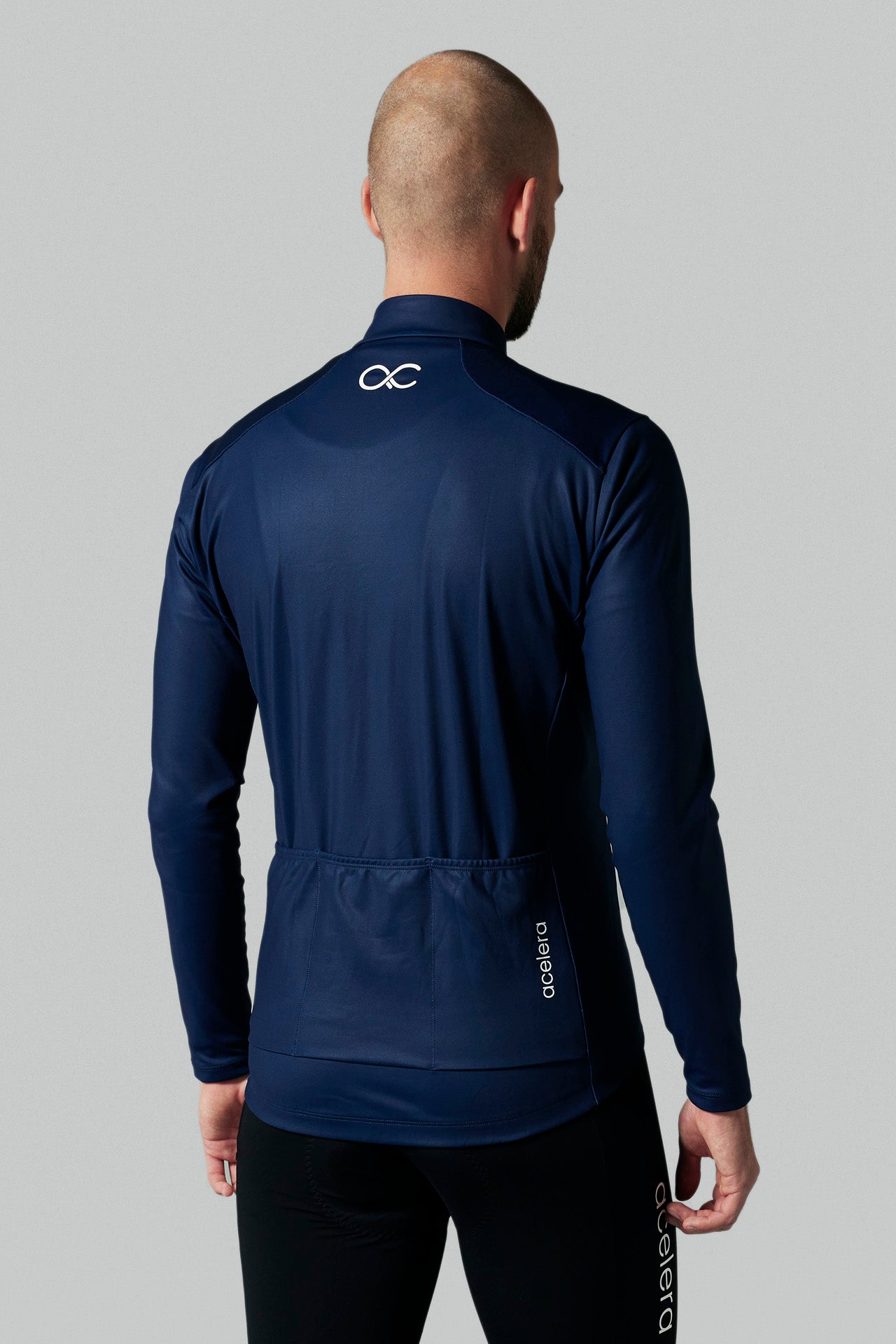 Heren Intermediate Fleeced Fietsshirt Lange Mouw Wielershirts Acelera.cc