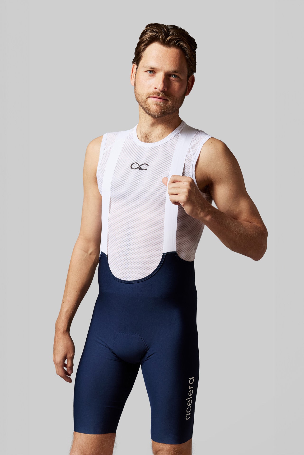 Men's Intermediate Cycling Bib Navy Blue