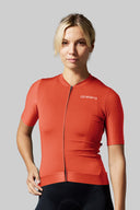Acelera Dames Pro Fietsshirt Korte Mouw - Royal Orange Front View #Color_Royal Orange