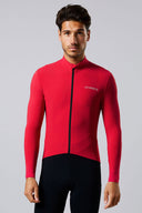 Acelera Panowie Pro Koszulka rowerowa z długim rękawem i podszewką - Chili Red, widok z przodu #Color_Chili Red